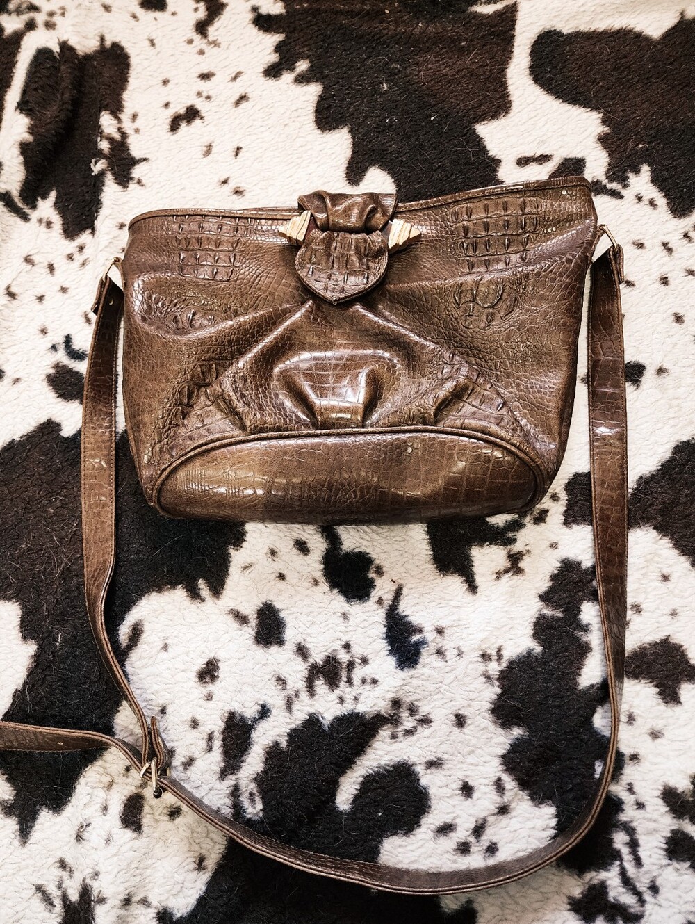 WOMEN'S 80'S SHOULDER HOBO BAG - BROWN